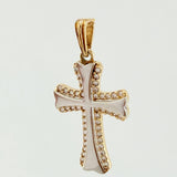 Dije Cruz Abultada 1.6gr / 1 in / Dos Oros Amarillo Blanco 18K ©