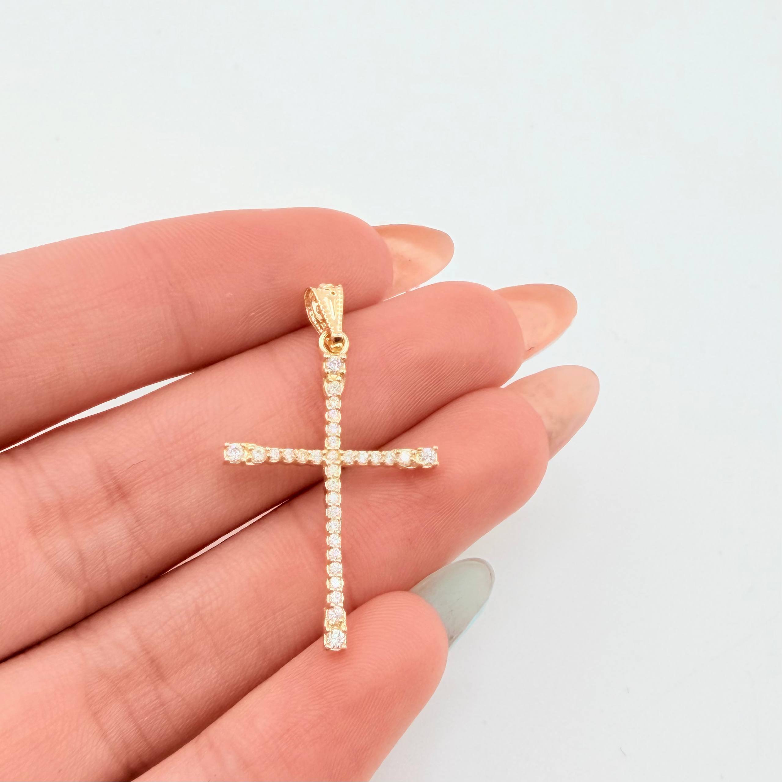 Dije Cruz Tupida 1.15gr / 1 1/4 in / Oro Amarillo 18K *