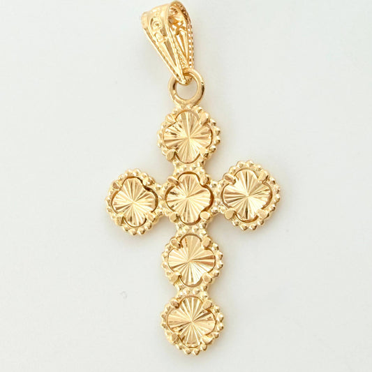 Dije Cruz Trebol Dorada 1.5gr / 1 1/4 in / Oro Amarillo Nac.Esp. 18K *