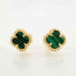 Topos Trebol Malaquita Verde 1.9gr / 7mm Oro Amarillo Nac.Esp. 18K