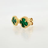 Topos Trebol Malaquita Verde 1.9gr / 7mm Oro Amarillo Nac.Esp. 18K