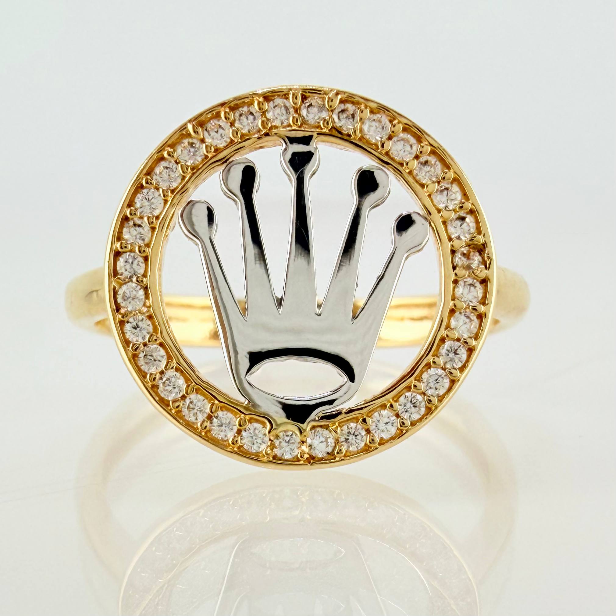 Anillo Corona Circular 2.3gr / T6 1/4 / Dos Oros Amarillo Blanco 18K