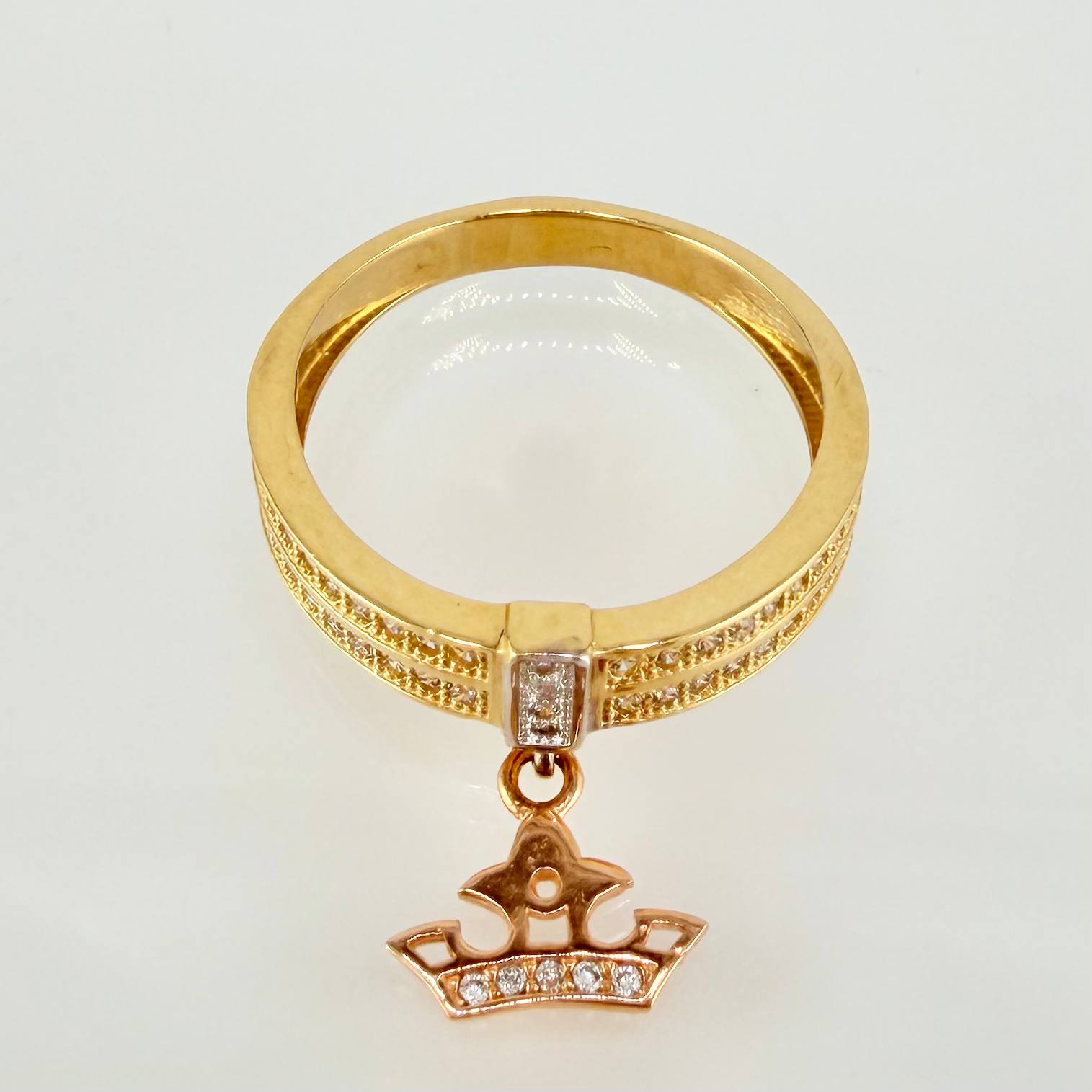 Anillo Visagra Corona Colgante 3.8gr / T7 / Tres Oros 18K