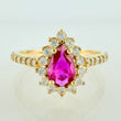 Halo Teardrop Ring 2.2g / T6 / 18K Yellow Gold