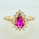 Halo Teardrop Ring 2.2g / T6 / 18K Yellow Gold