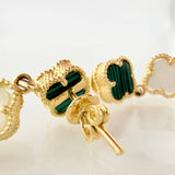 Topos Trebol Trio Malaquita Verde Nacar Blanco 4.9gr / 1 1/4 in / Oro Amarillo Nac.Esp. 18K