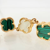 Topos Trebol Trio Malaquita Verde Nacar Blanco 4.9gr / 1 1/4 in / Oro Amarillo Nac.Esp. 18K