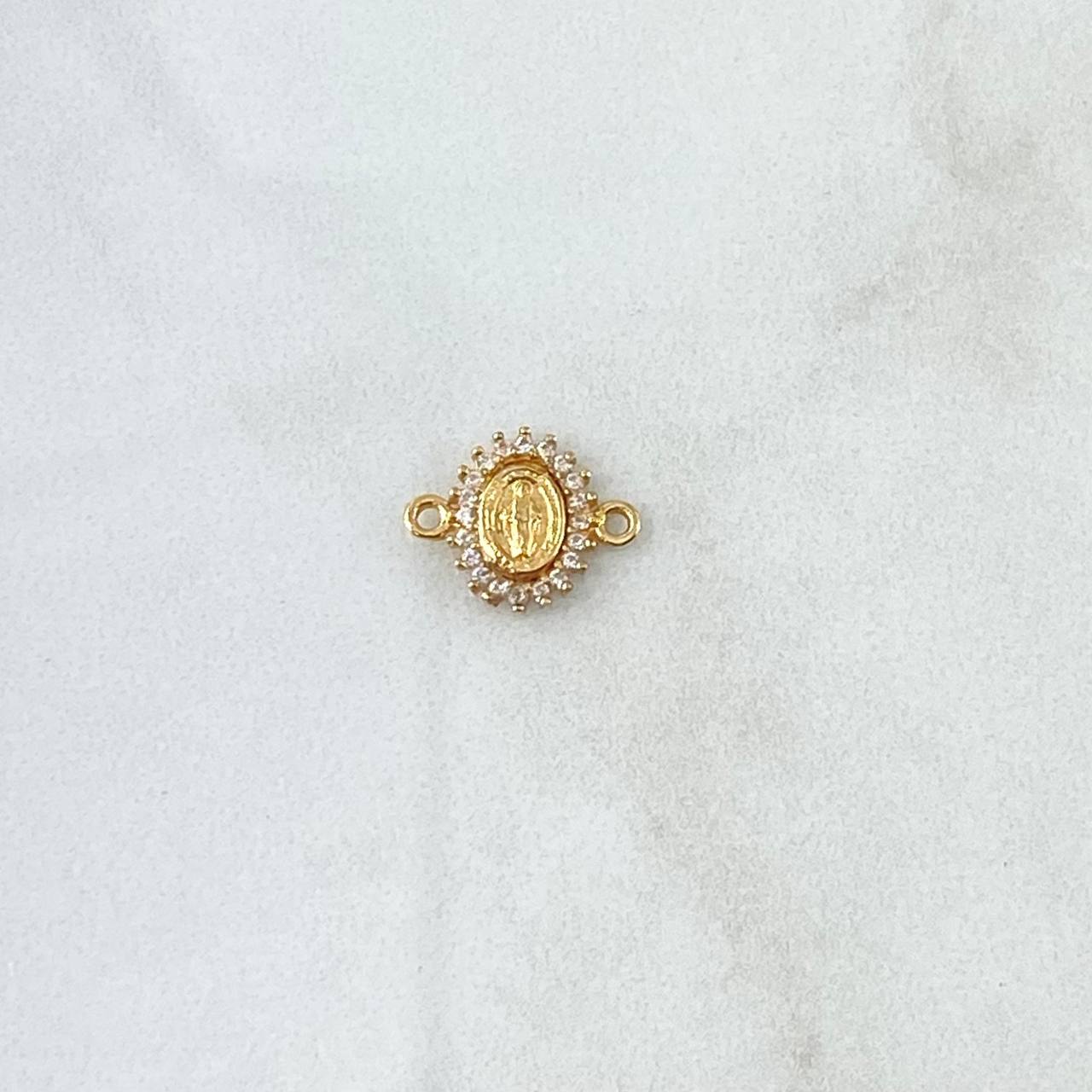 Charm Virgen Milagrosa 0.55gr / 1cm-1.3cm / White Zircons 18K Yellow Gold *