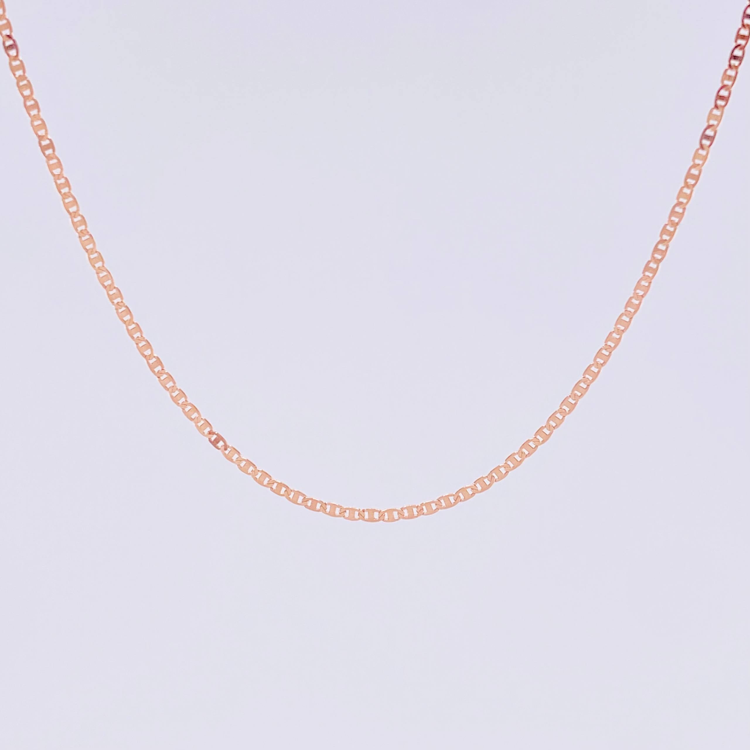 Flat Mariner Chain 1.05 g / 15 3/4 in / 1 mm 18K Rose Gold