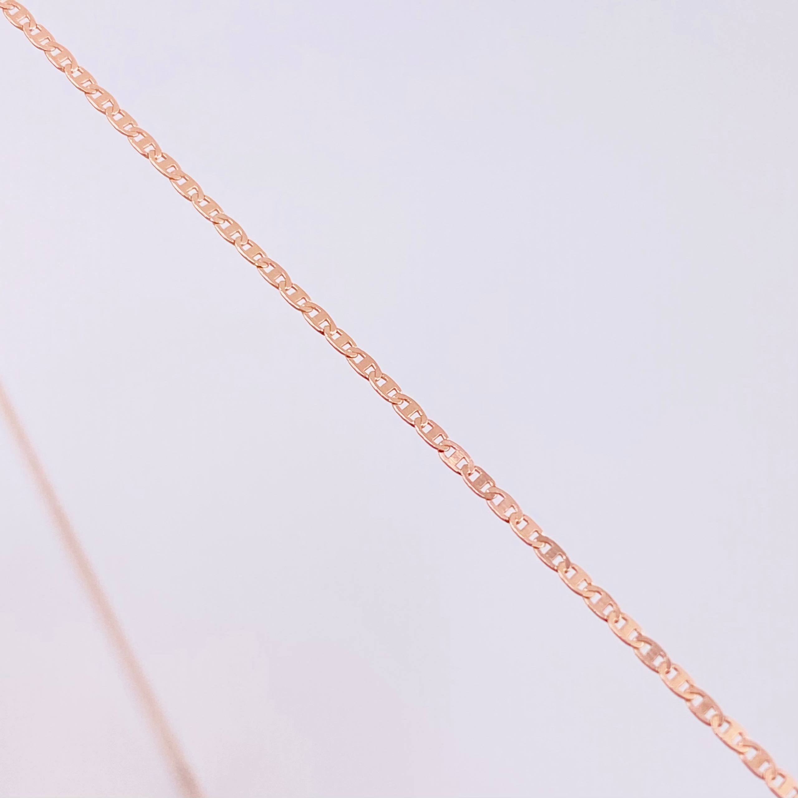 Flat Mariner Chain 1.1 g / 15 3/4 in / 1 mm 18K Rose Gold