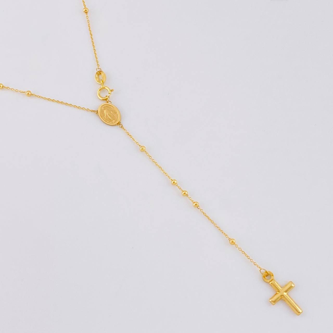Rosary Miraculous Virgin Plain Cross 3 g / 24 1/2 in / 1.8 mm Yellow Gold 18K
