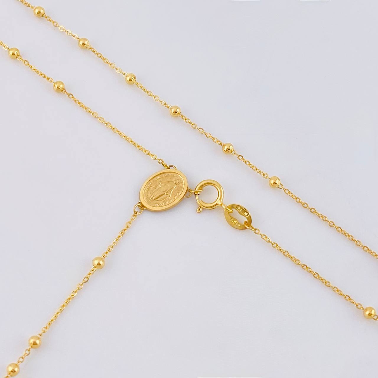 Rosary Miraculous Virgin Plain Cross 3 g / 24 1/2 in / 1.8 mm Yellow Gold 18K