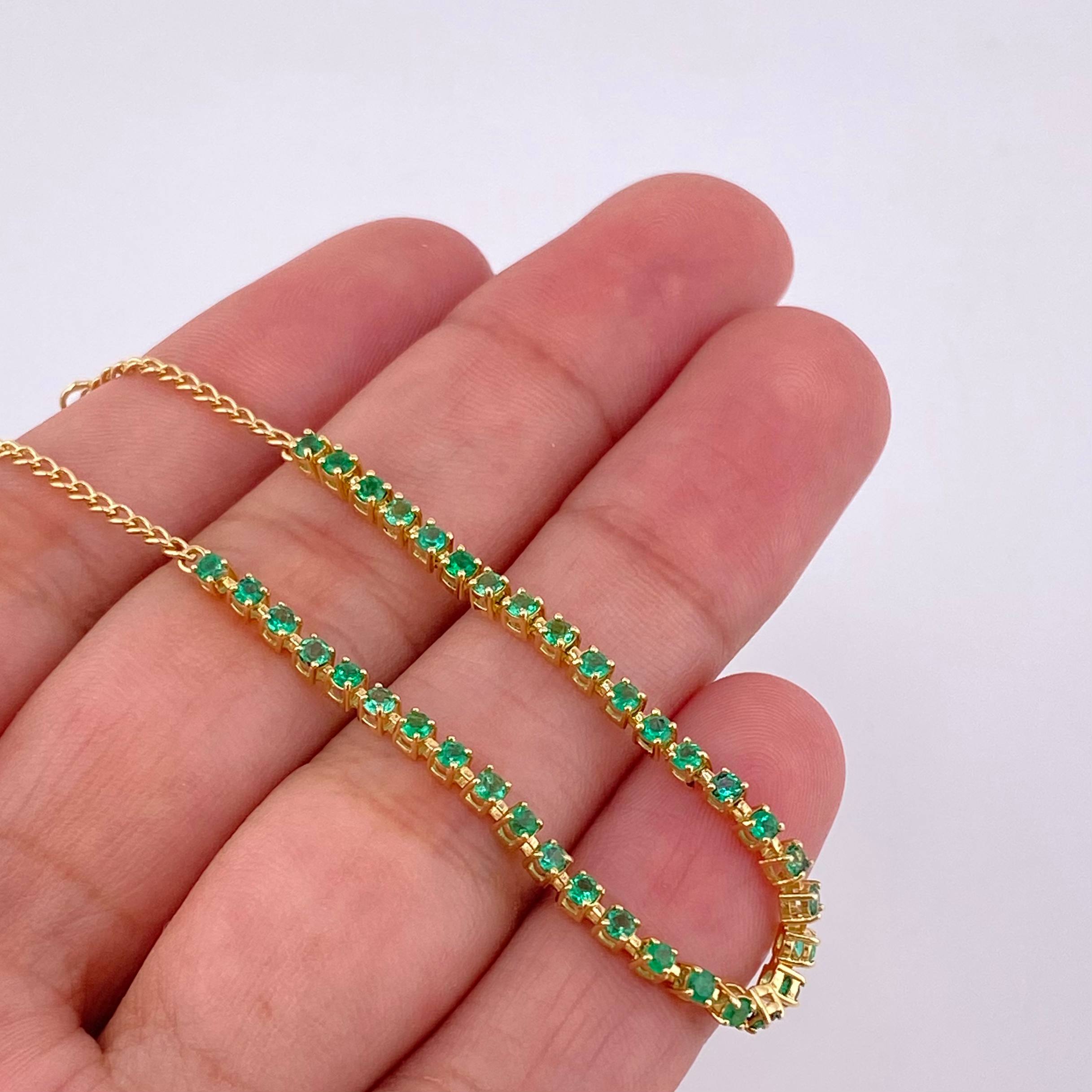 Tennis Bracelet Emeralds 80Pts 2.65 g / 7 in / 2 mm Yellow Gold 18K