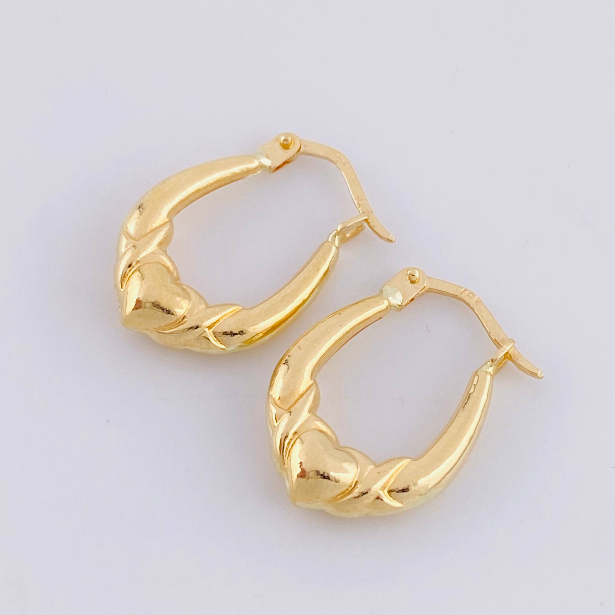 Candongas Bolso Corazon 1.5 g / 3/4 in Oro Amarillo 18K