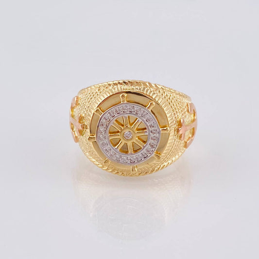 Anillo Timón Movil 7.25 g / T9 Tres Oros 18K