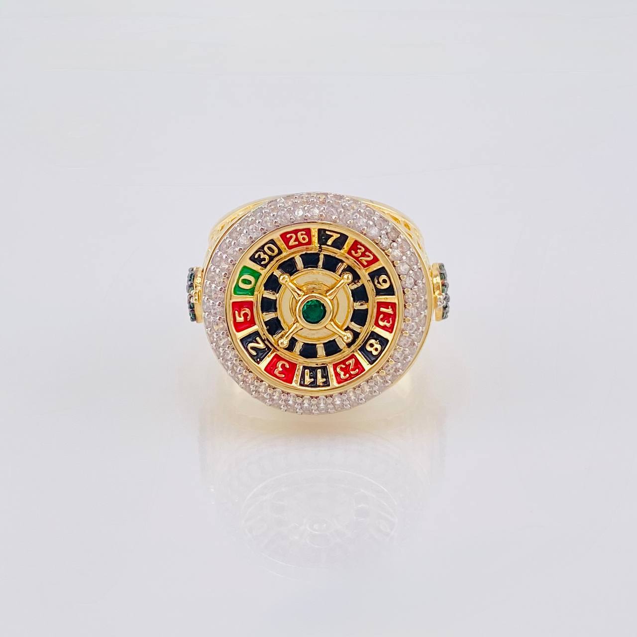 Ring Movable Casino Roulette 14 g / T10 1/2 Two-Tone Yellow White 18K
