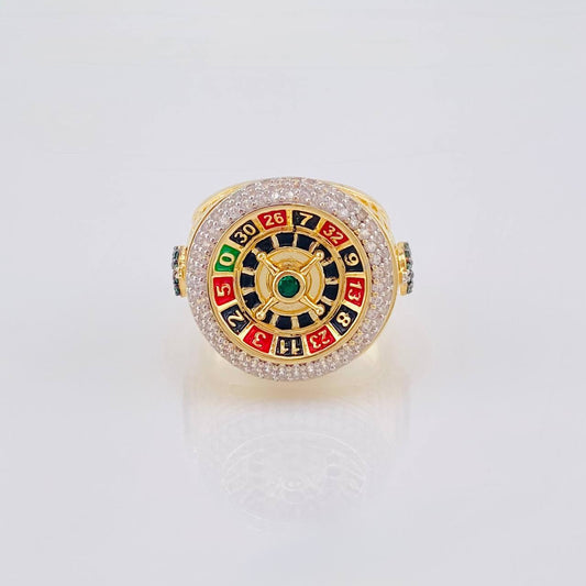 Ring Movable Casino Roulette 14 g / T10 1/2 Two-Tone Yellow White 18K