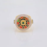 Ring Movable Casino Roulette 14 g / T10 1/2 Two-Tone Yellow White 18K