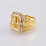Anillo Sello Virgen Guadalupe 11.45 g / T9 Dos Oros Amarillo Rosa 18K