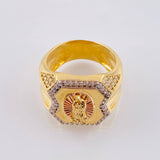 Anillo Sello Virgen Guadalupe 11.45 g / T9 Dos Oros Amarillo Rosa 18K