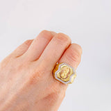 Anillo Sello Virgen Guadalupe 11.45 g / T9 Dos Oros Amarillo Rosa 18K