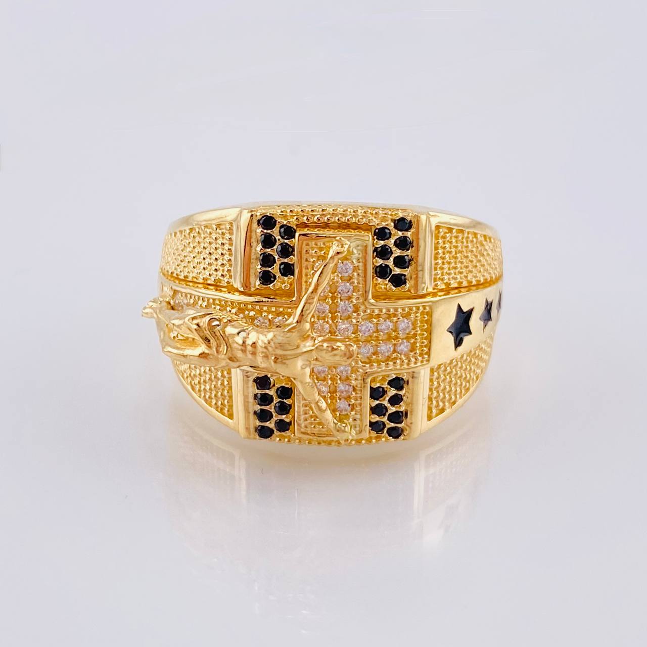 Cross Christ Dotted Ring 12.05 g / T10 3/4 Yellow Gold 18K