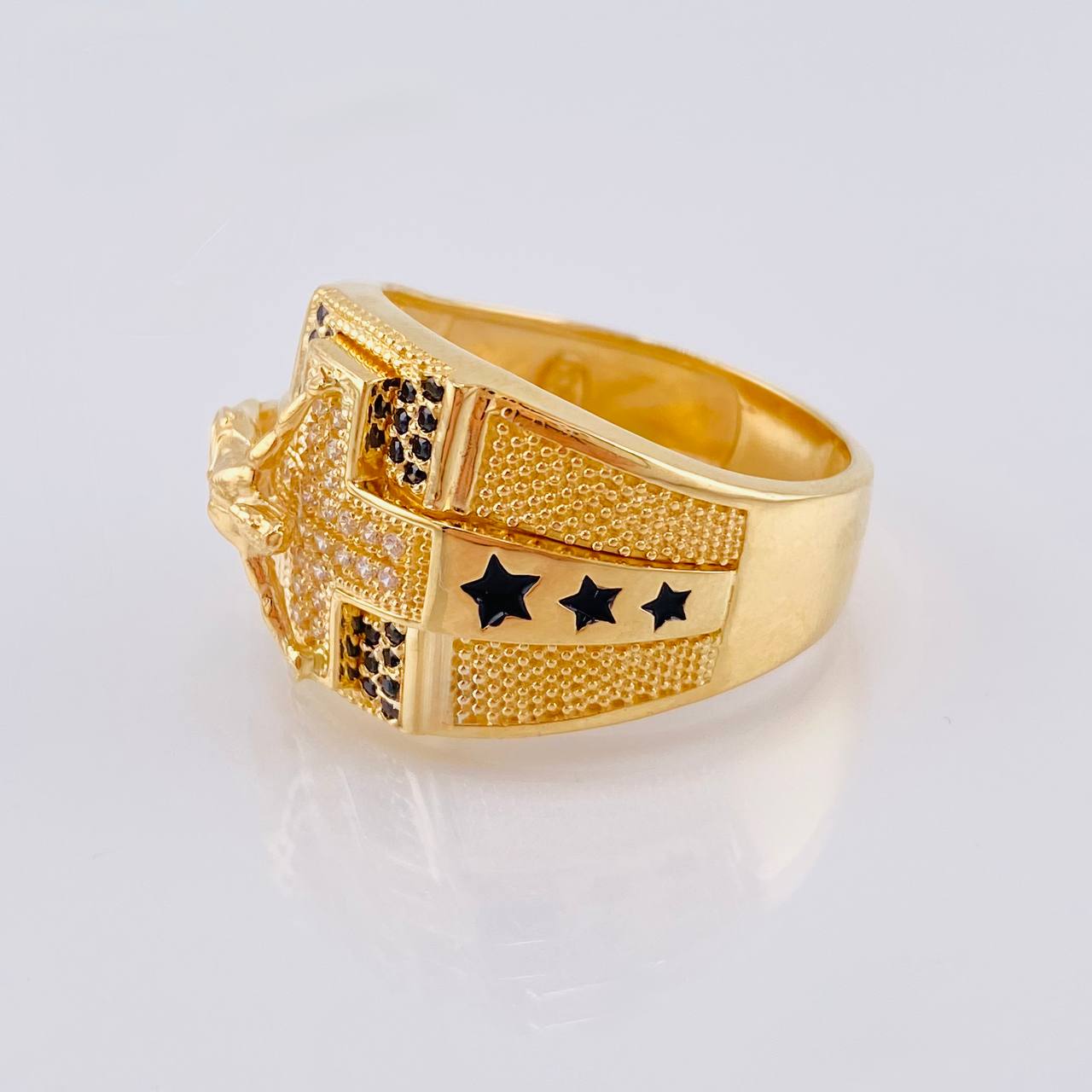 Cross Christ Dotted Ring 12.05 g / T10 3/4 Yellow Gold 18K
