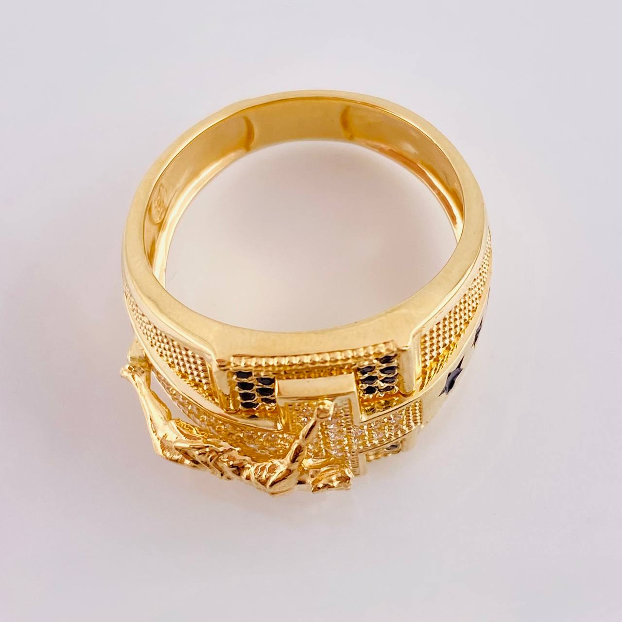 Cross Christ Dotted Ring 12.05 g / T10 3/4 Yellow Gold 18K