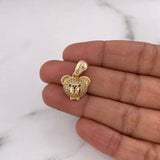 Pendant Bear Face 3.2gr / 2.1cm / White-Black-Brown Zircons 18K Yellow Gold $