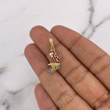 Pendant Parrot 1.9gr / 2.5cm / Colored Zircons 18K Yellow Gold &