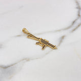 Pendant Rifle Weapon 2.45gr / 4.4cm / Black Zircons 18K Yellow Gold $