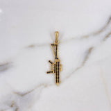 Pendant Rifle Weapon 2.45gr / 4.4cm / Black Zircons 18K Yellow Gold $