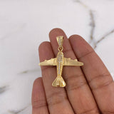 Pendant Airplane 5.65gr / 4cm / White Zircons 18K Yellow Gold #