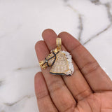 Pendant Horse 9.05gr / 3.3cm / White and Black Zircons Two 18K Yellow and White Gold $