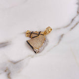 Pendant Horse 9.05gr / 3.3cm / White and Black Zircons Two 18K Yellow and White Gold $