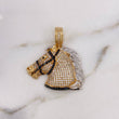 Pendant Horse 9.05gr / 3.3cm / White and Black Zircons Two 18K Yellow and White Gold $