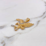 Pendant Eagle 9.05gr / 3.7cm / Textured White and Orange Zircons Two 18K Yellow and White Golds #