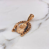 Pendant Horseshoe Horse 14.6gr / 5cm / Black Zircons 18K Rose Gold &