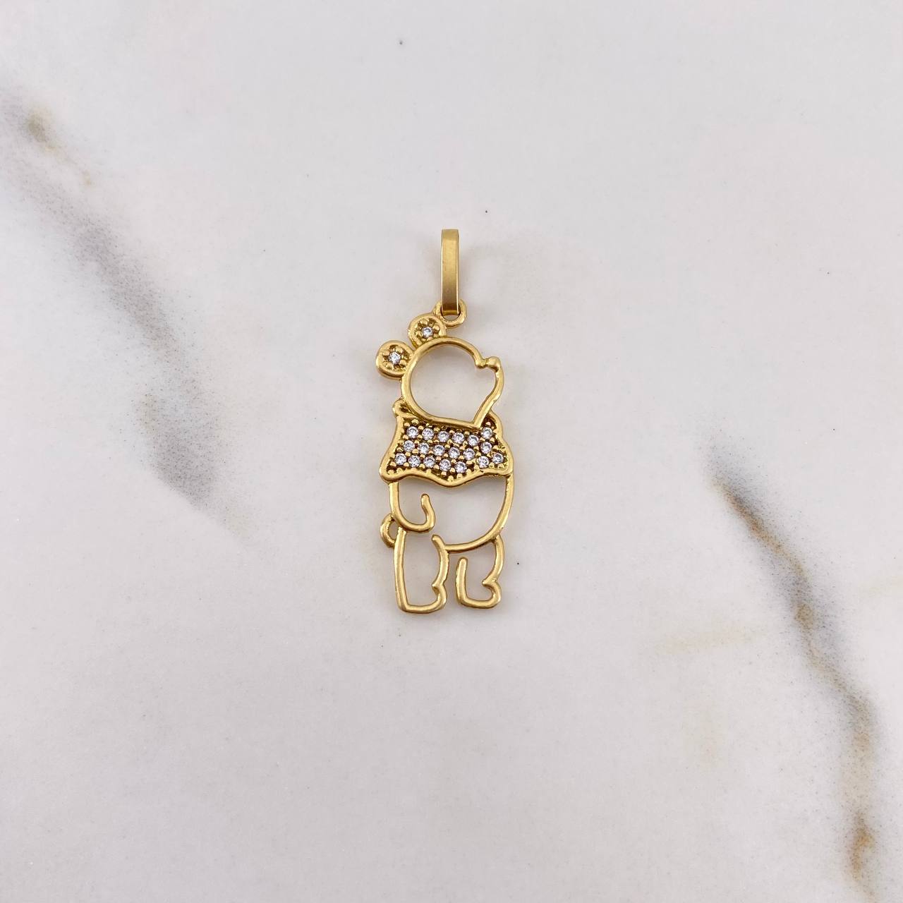 Pendant Honey Bear 1.65gr / 3.1cm / Silhouette White Zirconia 18K Yellow Gold &
