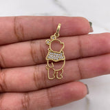 Pendant Honey Bear 1.65gr / 3.1cm / Silhouette White Zirconia 18K Yellow Gold &