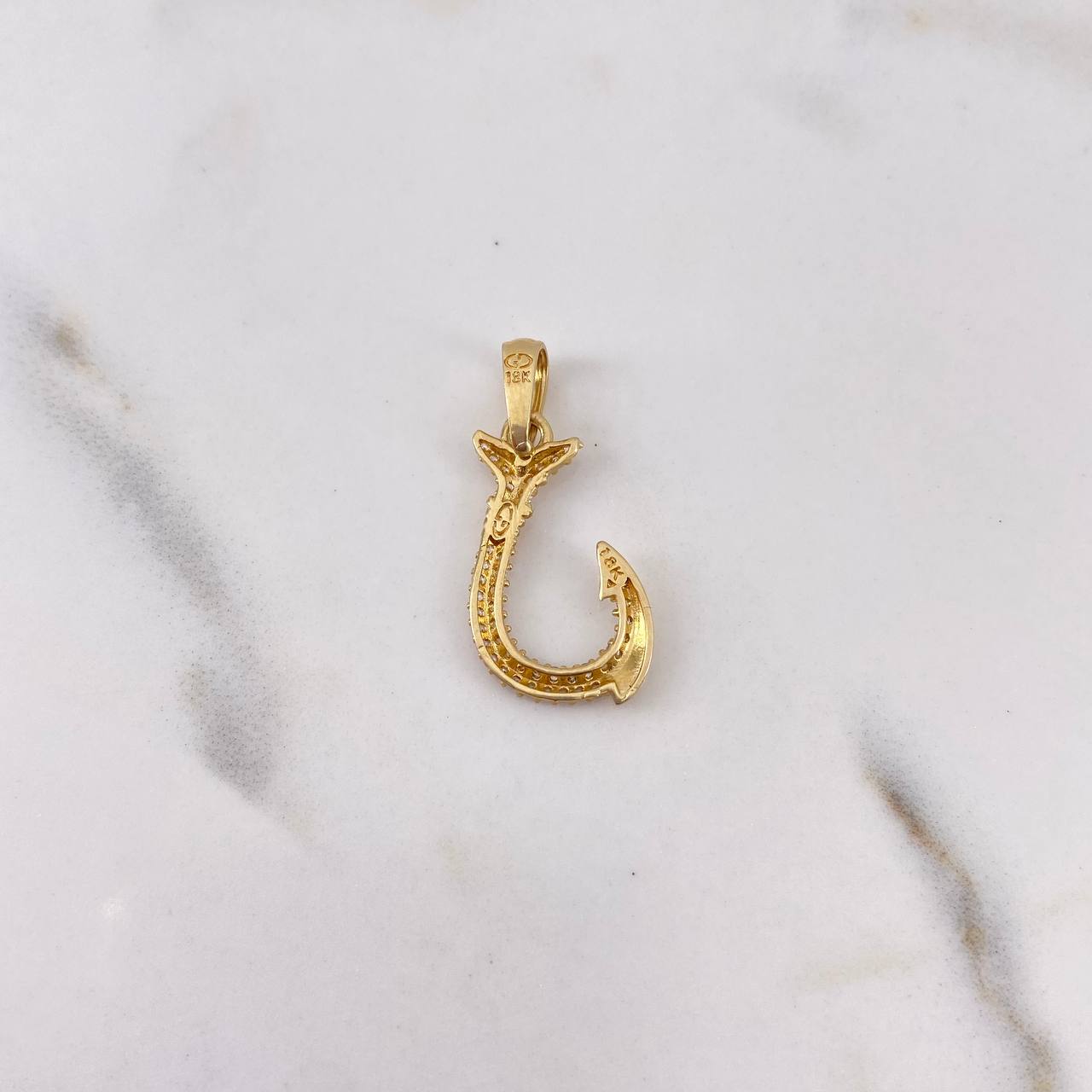 Pendant Hook 1.4gr / 2.7cm / White Zircons 18K Yellow Gold #