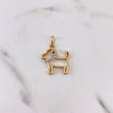 Pendant Dog Silhouette 3.2gr / 2.7cm / White Zircons Two-tone Yellow White 18K #