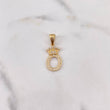 Pendant Letter O Crown 1.45gr / 2.7cm / White Zircons 18K Yellow Gold #