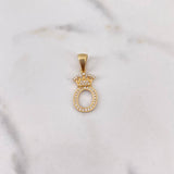 Pendant Letter O Crown 1.45gr / 2.7cm / White Zircons 18K Yellow Gold #