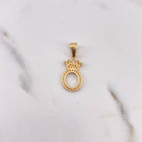 Pendant Letter O Crown 1.45gr / 2.7cm / White Zircons 18K Yellow Gold #
