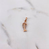 Pendant Skeleton Fish 1.9gr / 2.5cm / White Zircons Two-tone White Rose 18K #