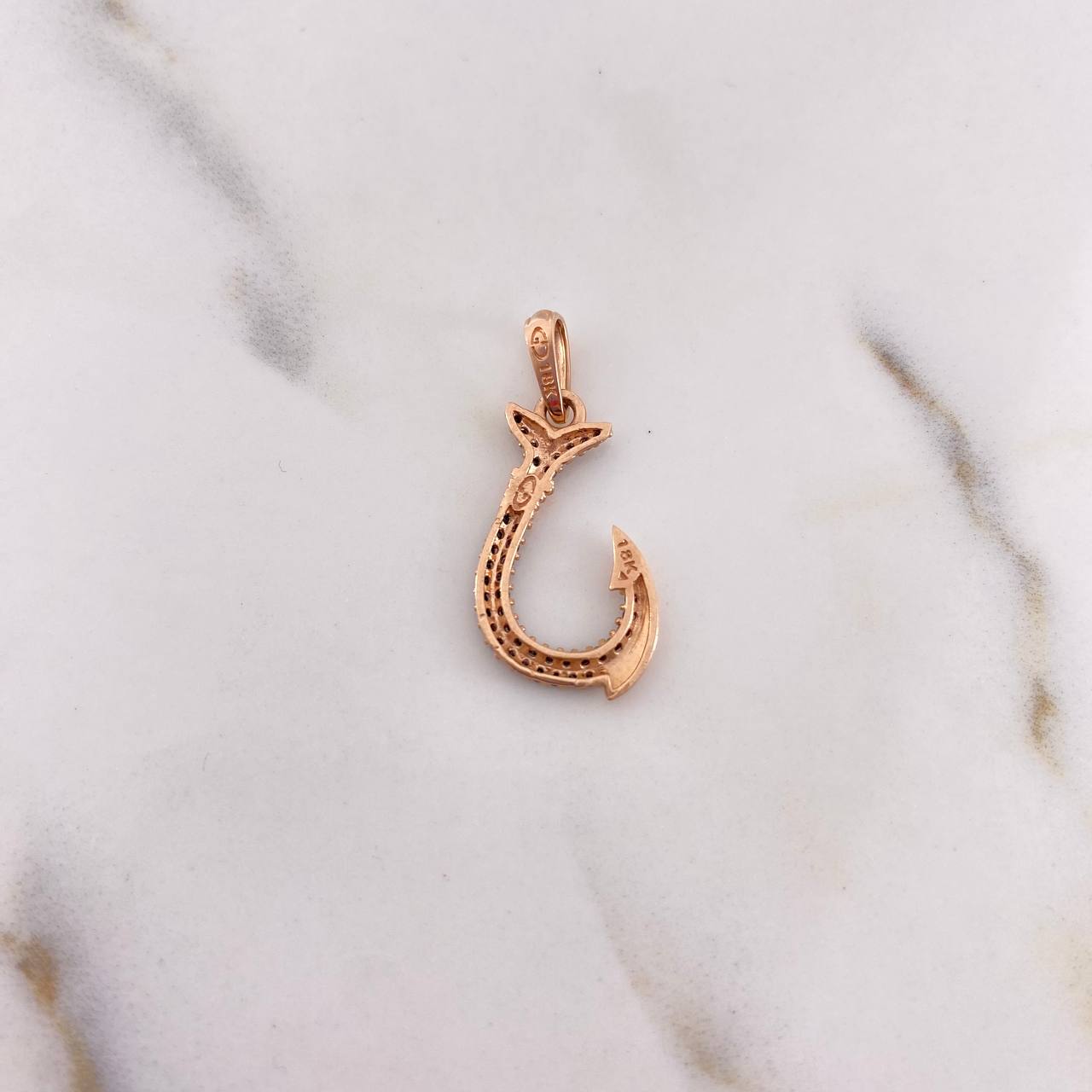 Pendant Hook 1.3gr / 2.7cm / Black Zircons 18K Rose Gold #