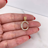 Pendant Letter C 2.5gr / 2.5cm / White Zircons 18K Yellow Gold #