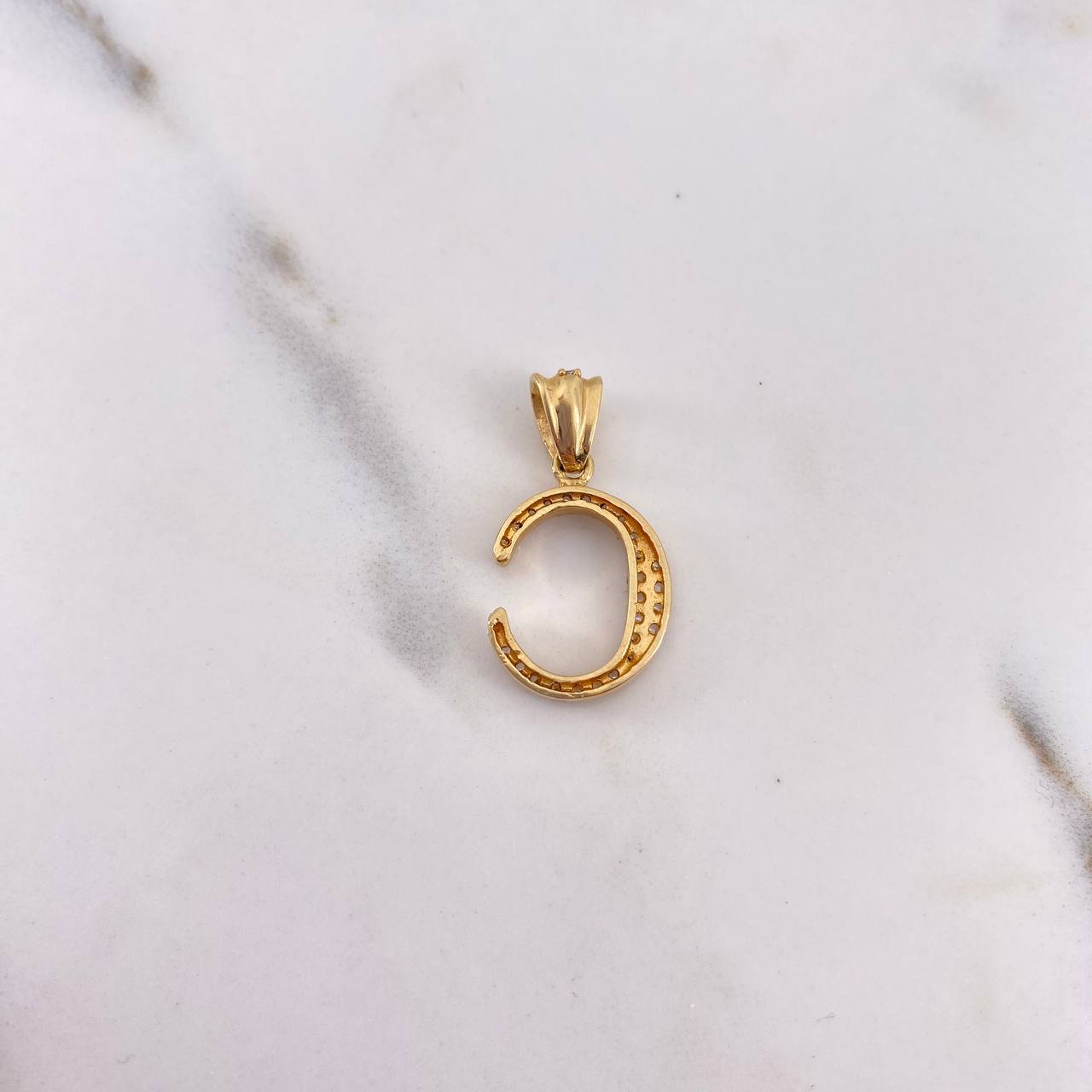 Pendant Letter C 2.5gr / 2.5cm / White Zircons 18K Yellow Gold #