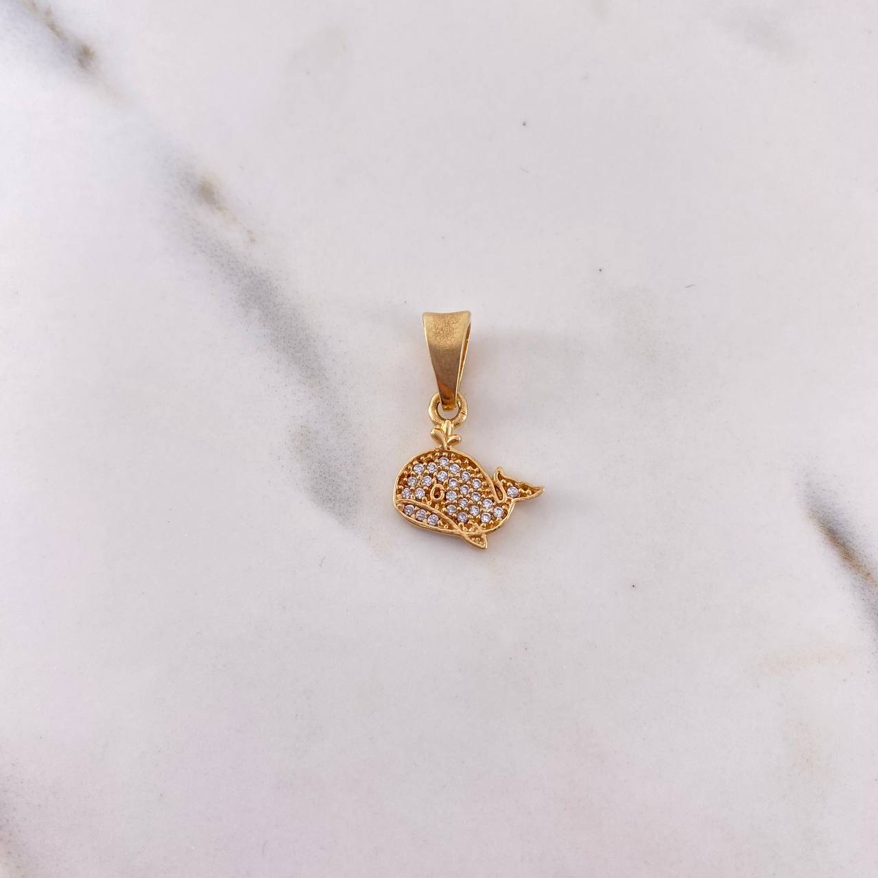 Pendant Whale 2.05gr / 2cm / White Zircons 18K Yellow Gold #